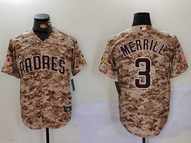 Men%27s San Diego Padres #3 Jackson Merrill Camo Cool Base Stitched Jersey->san diego padres->MLB Jersey